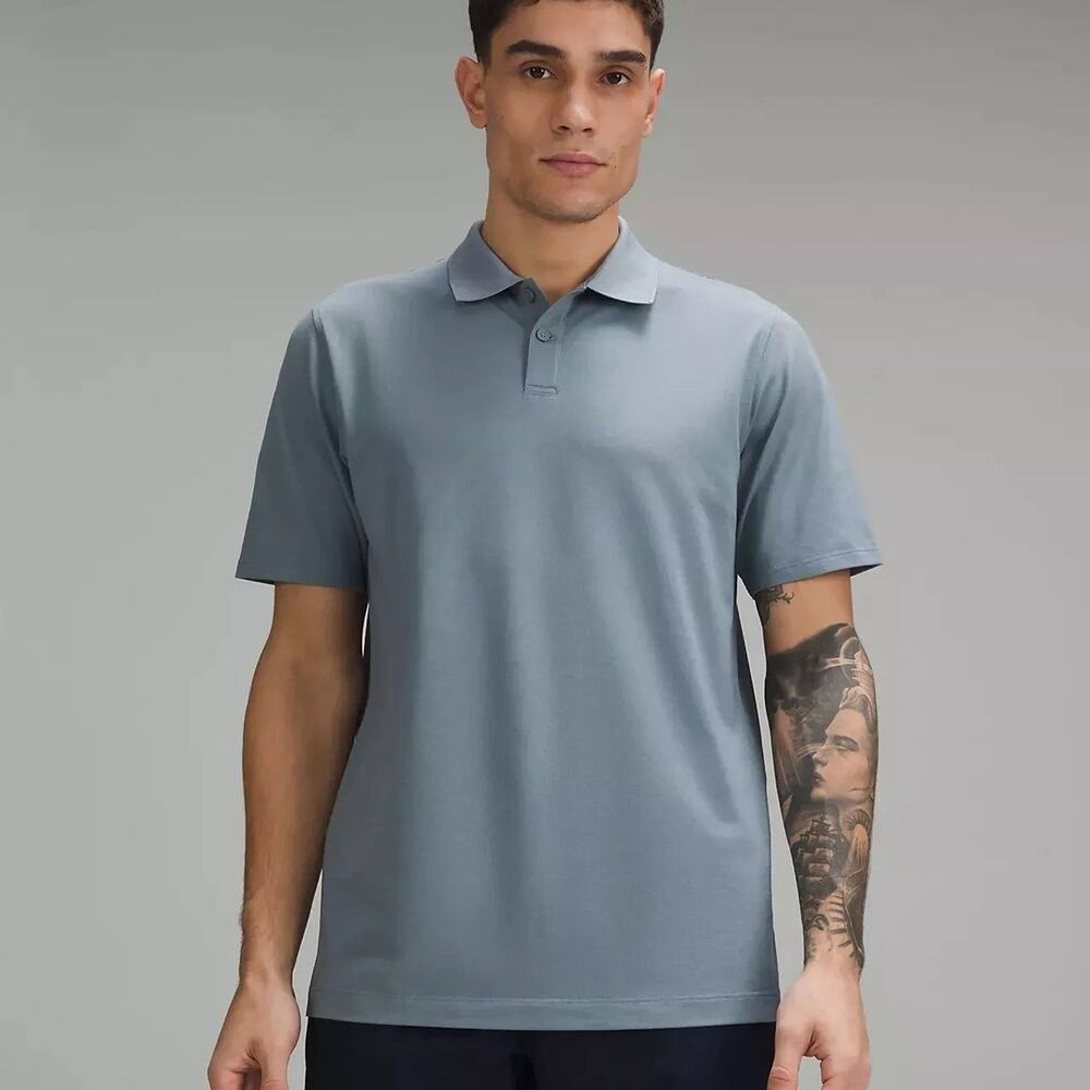 Men's lululemon Classic-Fit Pique Short-Sleeve Polo Shirt Belgian Blue Size S
